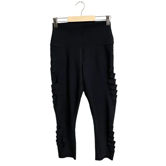 Alo Yoga High Waist Side Sliced Capri Crop Leggings Black - Picture 2 of 5